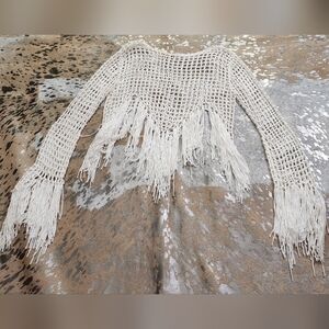 Fringed Cream Crop Top